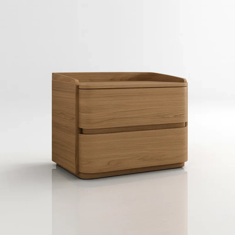 Modern Wooden Nightstand With Smooth Rounded Corners