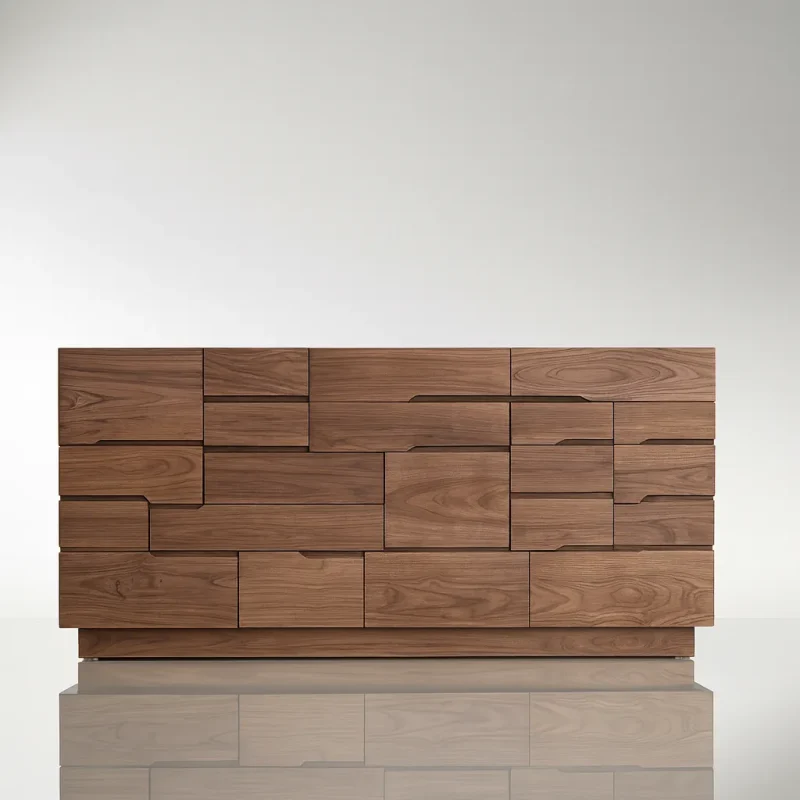 Modern Wooden Sideboard Cabinet With Geometric Drawer Design