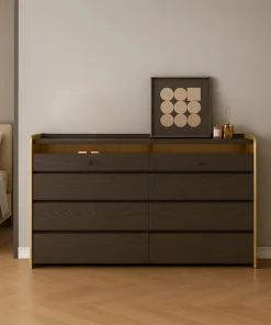 Casual Wooden Jewelry Armoire With Drawers