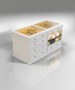 Classic Wooden Jewelry Armoire with Drawers and Shelves