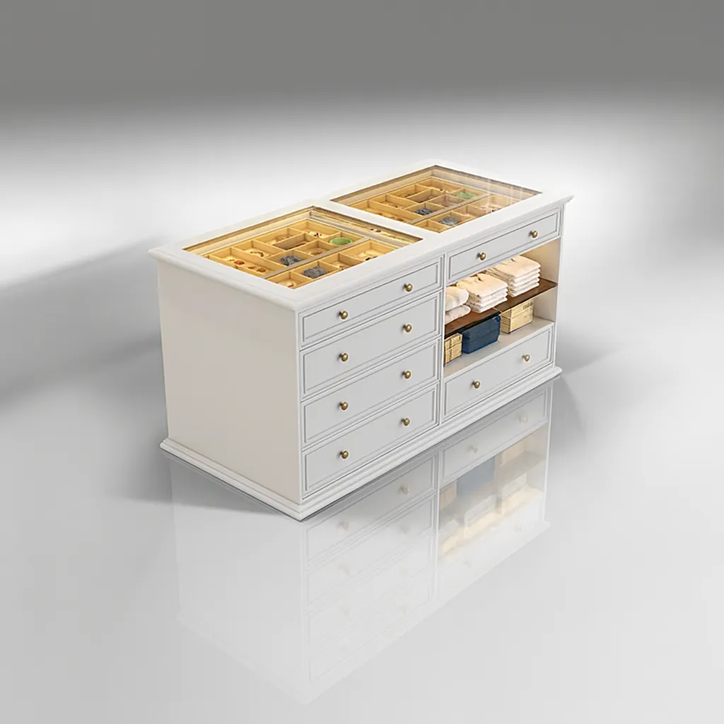 Classic Wooden Jewelry Armoire with Drawers and Shelves