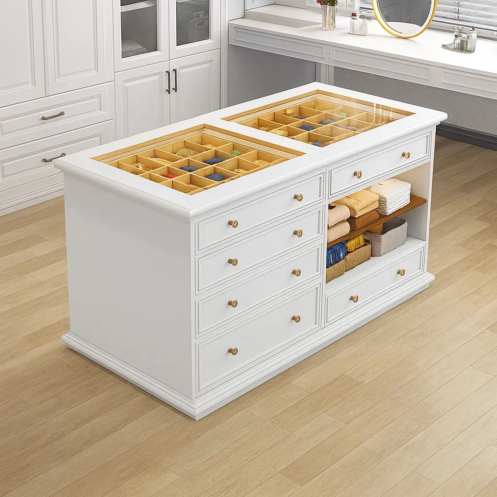 Classic Wooden Jewelry Armoire with Drawers and Shelves - Image 4