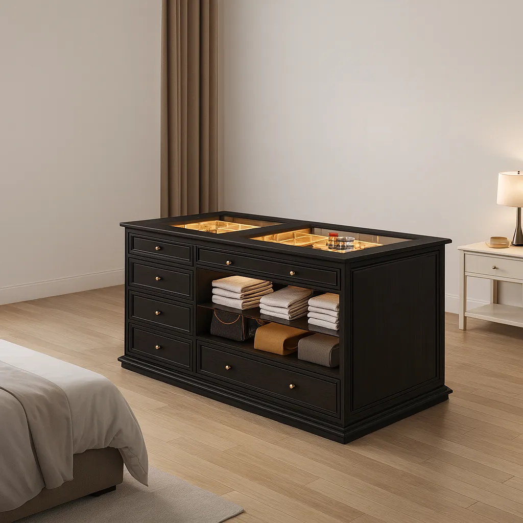 Classic Wooden Jewelry Armoire with Drawers and Shelves - Image 3