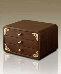 Classic Wooden Jewelry Organizer With Drawers For Bedroom