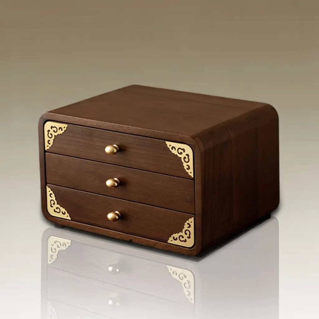 Classic Wooden Jewelry Organizer With Drawers For Bedroom