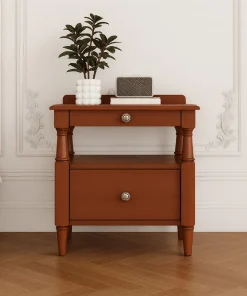 Classic Wooden Nightstand With Drawers