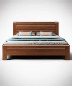 Contemporary Rubberwood Bed Frame With Storage