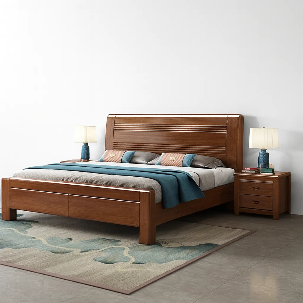 Contemporary Rubberwood Bed Frame With Storage - Image 2