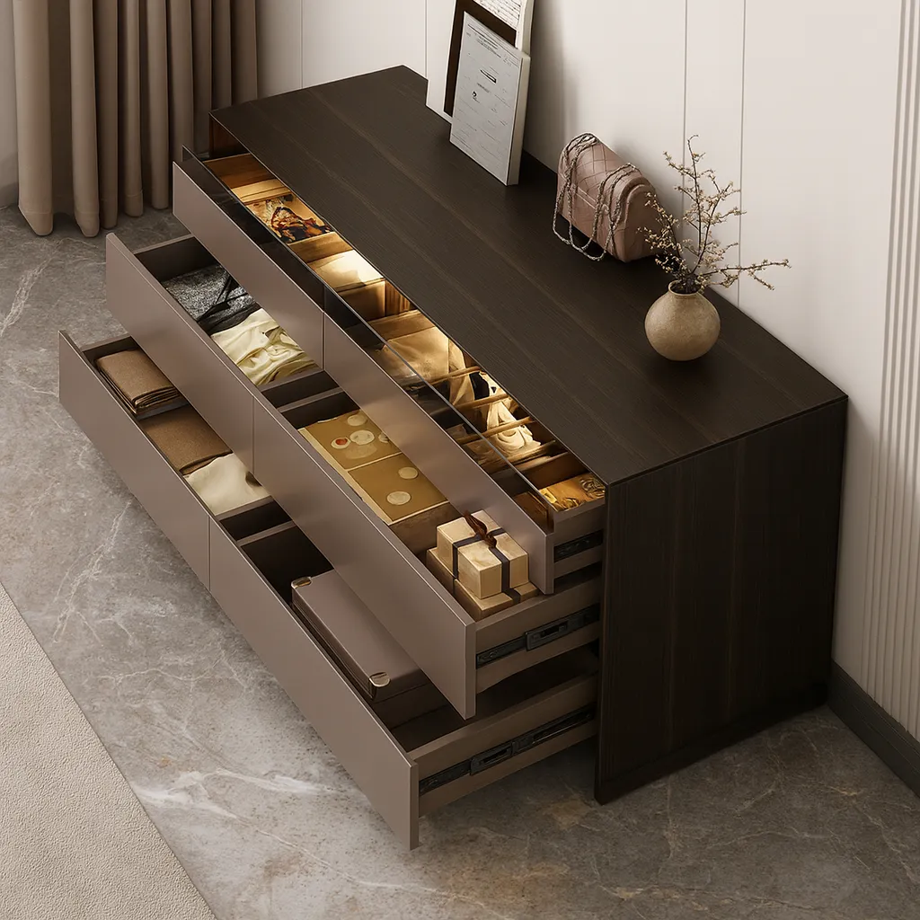 Contemporary Wooden Jewelry Armoire With Compartments For Bedroom - Image 3