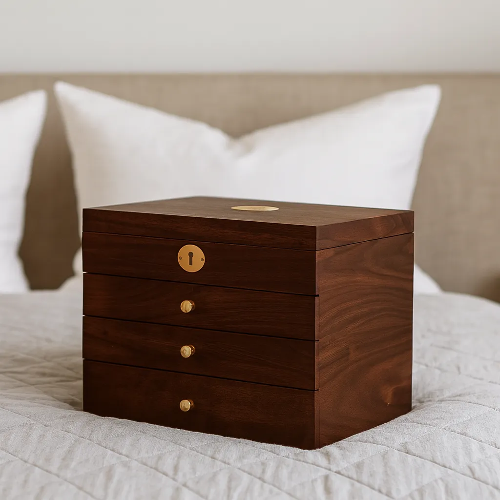 Elegant Wooden Jewelry Organizer with Drawers - Image 2