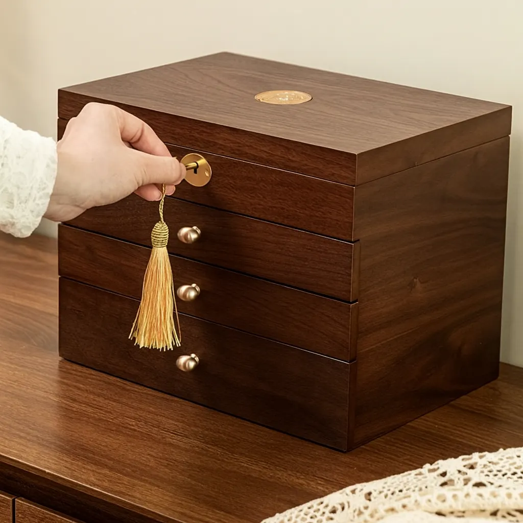 Elegant Wooden Jewelry Organizer with Drawers - Image 3