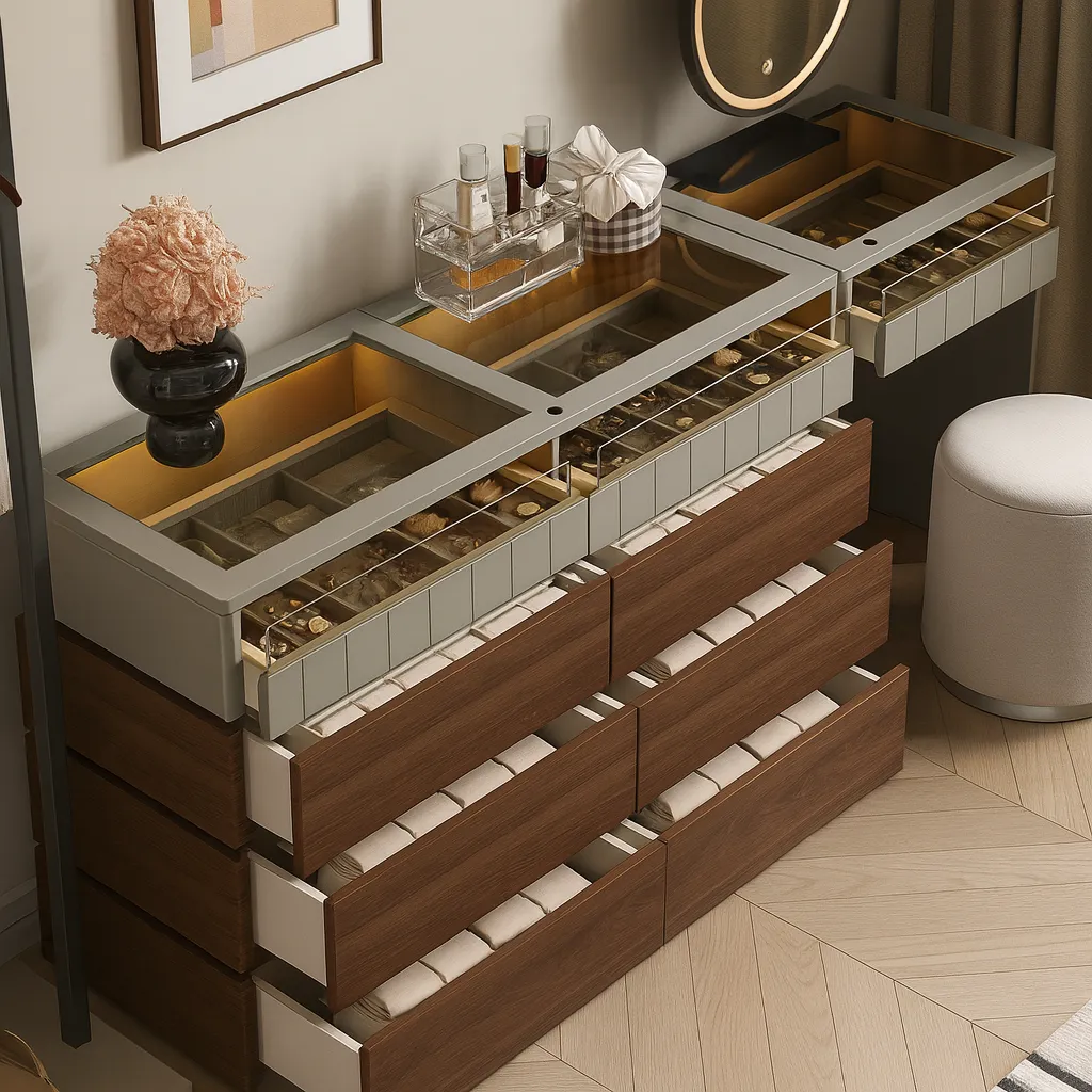 Modern Laminate Jewelry Armoire with Drawers - Image 3