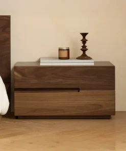 Modern Solid Wood Nightstand With Drawers