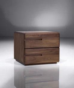 Modern Solid Wood Nightstand With Two Drawers