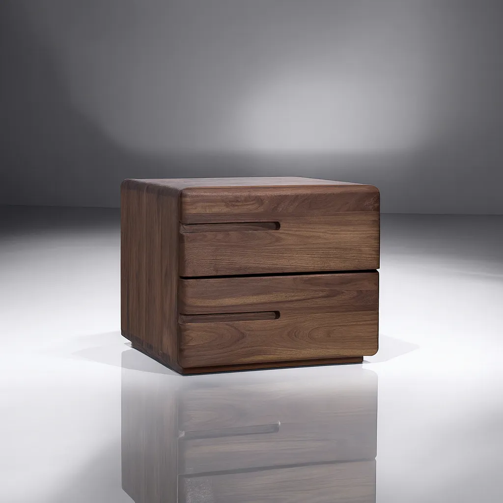 Modern Solid Wood Nightstand With Two Drawers - Image 4