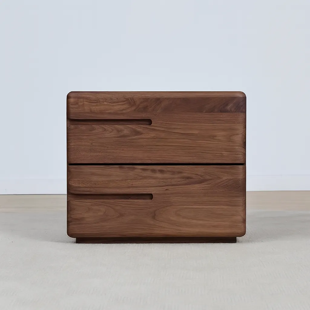 Modern Solid Wood Nightstand With Two Drawers - Image 3