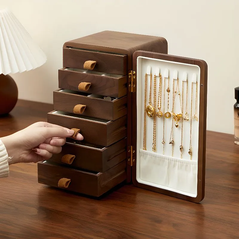 Modern Wooden Jewelry Armoire With Cabinet - Image 3