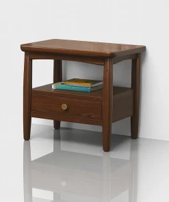 Modern Wooden Nightstand With Drawer And Open Shelf