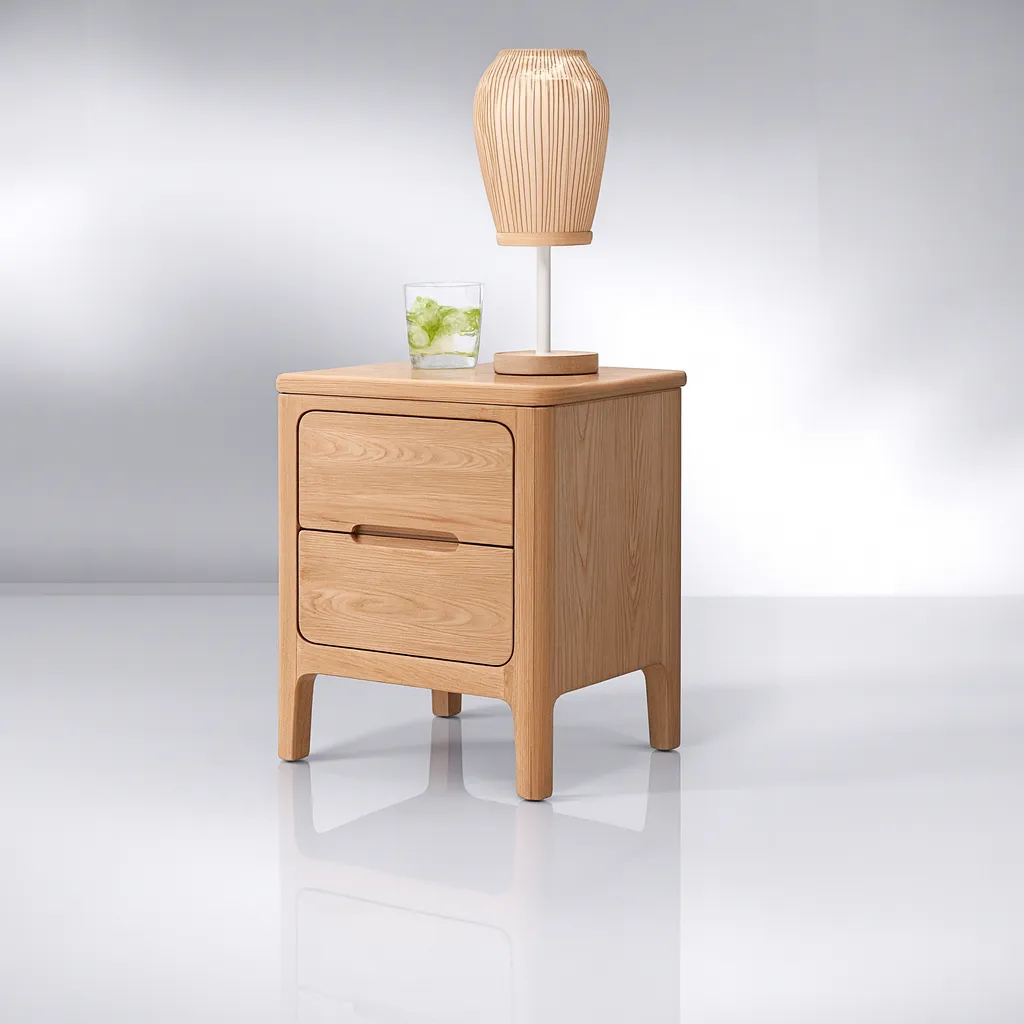Modern Wooden Nightstand With Drawers