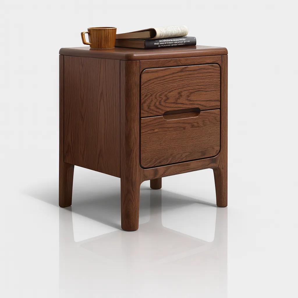 Modern Wooden Nightstand With Drawers - Image 4