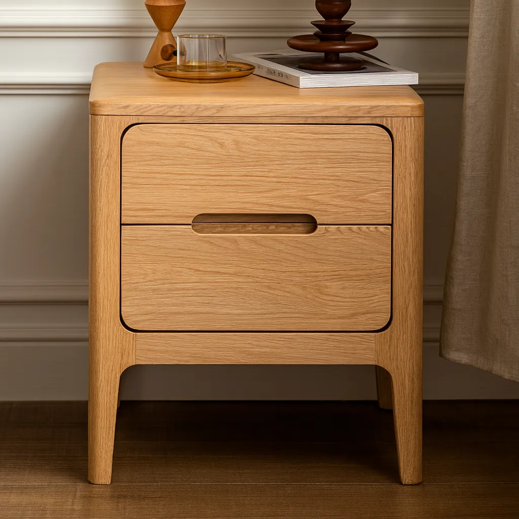 Modern Wooden Nightstand With Drawers - Image 2