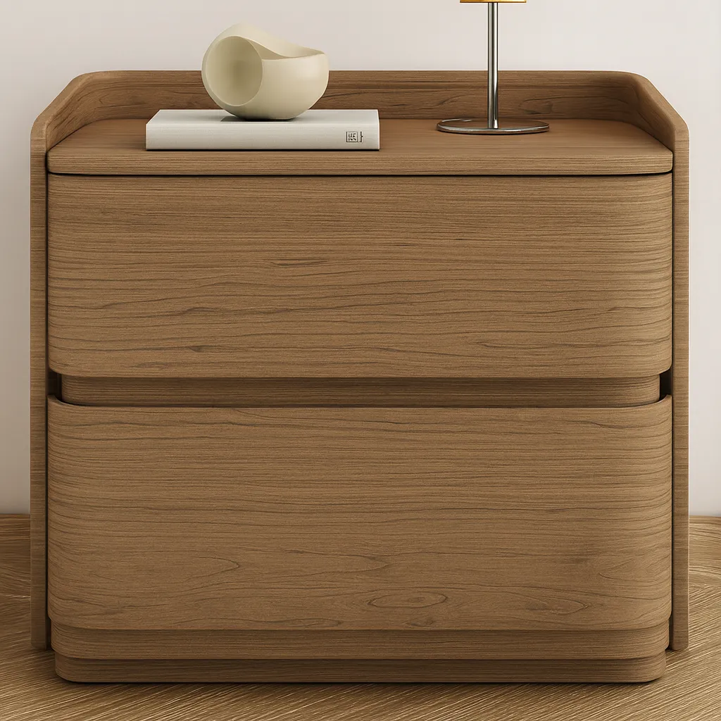 Modern Wooden Nightstand With Smooth Rounded Corners - Image 2