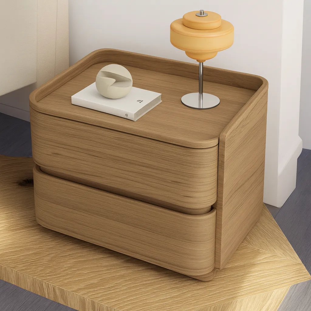 Modern Wooden Nightstand With Smooth Rounded Corners - Image 3
