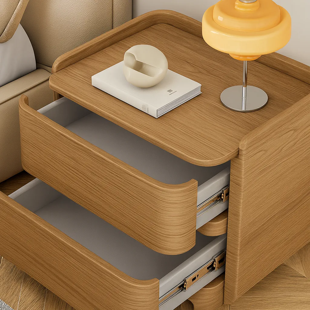 Modern Wooden Nightstand With Smooth Rounded Corners - Image 4
