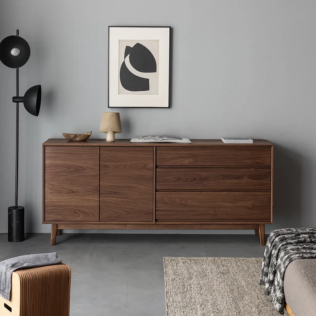 Modern Wooden Sideboard Cabinet With Doors And Drawers - Image 2