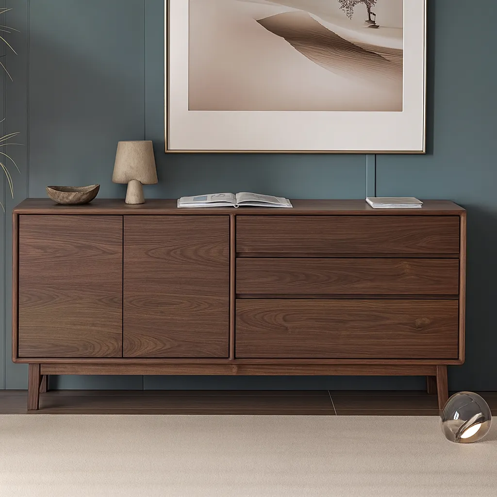 Modern Wooden Sideboard Cabinet With Doors And Drawers - Image 4