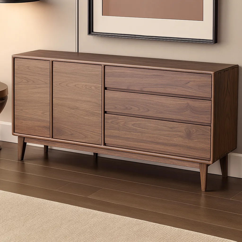 Modern Wooden Sideboard Cabinet With Doors And Drawers - Image 3