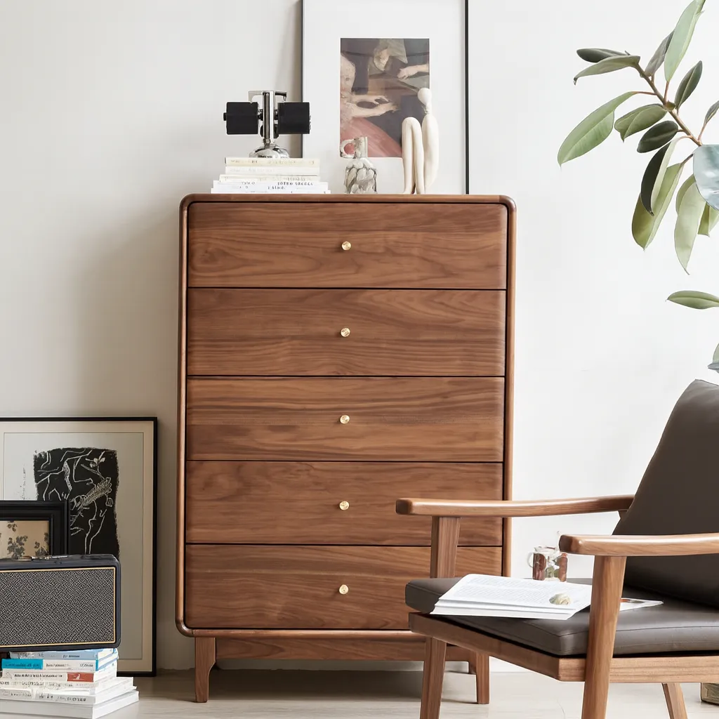 Modern Wooden Tall Dresser With Drawers For Bedroom Storage