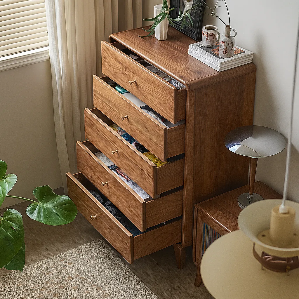Modern Wooden Tall Dresser With Drawers For Bedroom Storage - Image 3