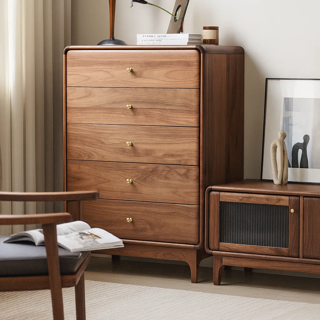 Modern Wooden Tall Dresser With Drawers For Bedroom Storage - Image 2