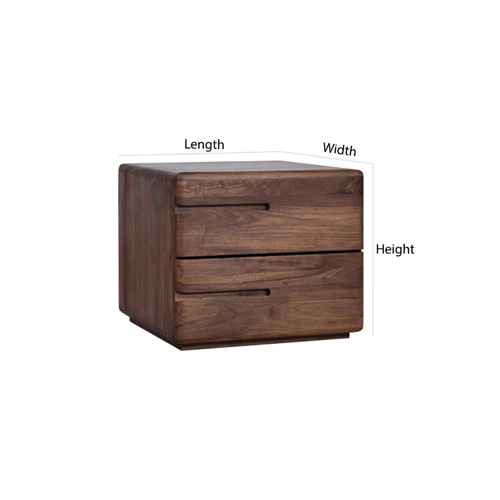 Modern Solid Wood Nightstand With Two Drawers - Image 5