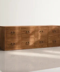 Rustic Wooden Sideboard Cabinet Drawers And Metal Handles