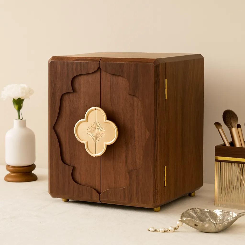 Traditional Wooden Jewelry Armoire For Bedroom - Image 4