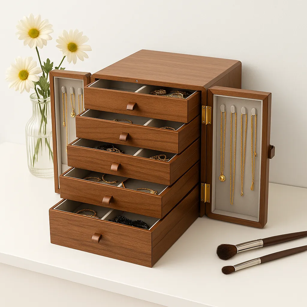 Traditional Wooden Jewelry Armoire For Bedroom - Image 3