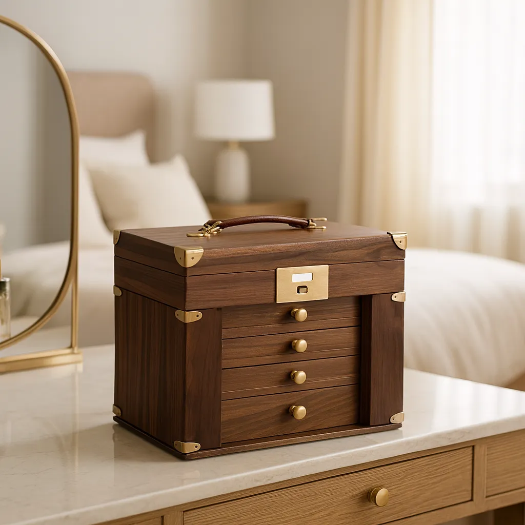 Traditional Wooden Jewelry Cabinet With Drawers - Image 3