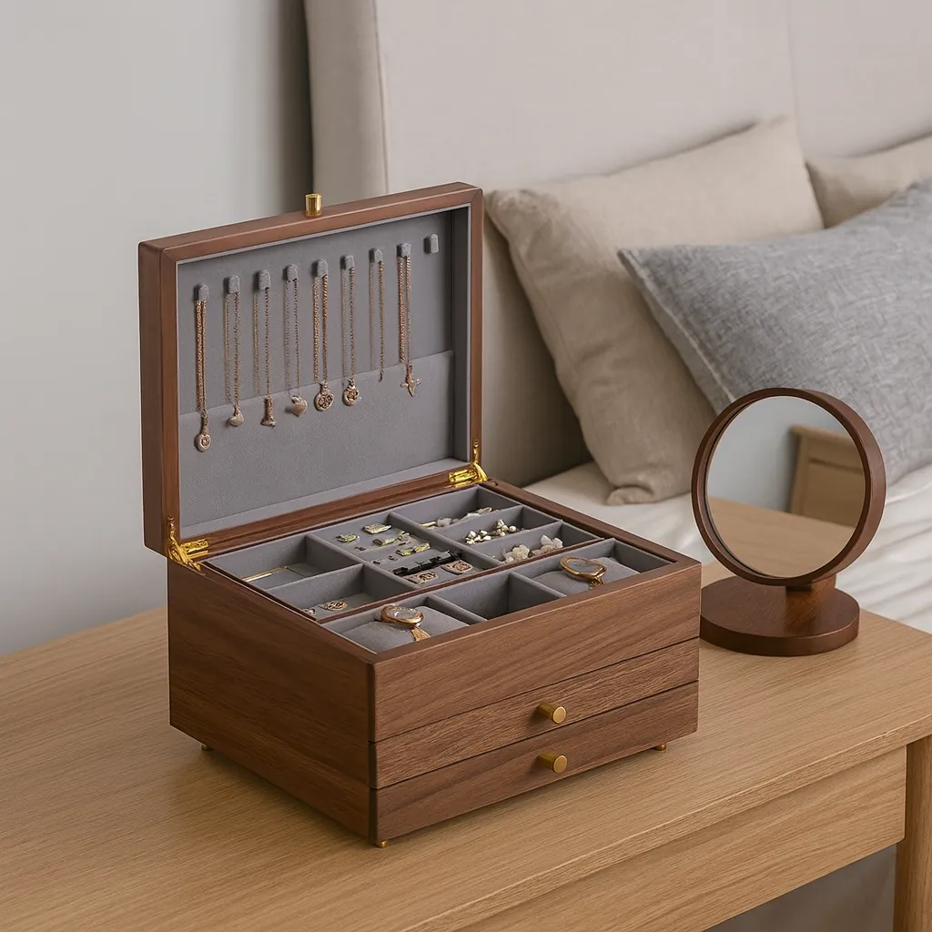 Traditional Wooden Jewelry Cabinet With Drawers - Image 2